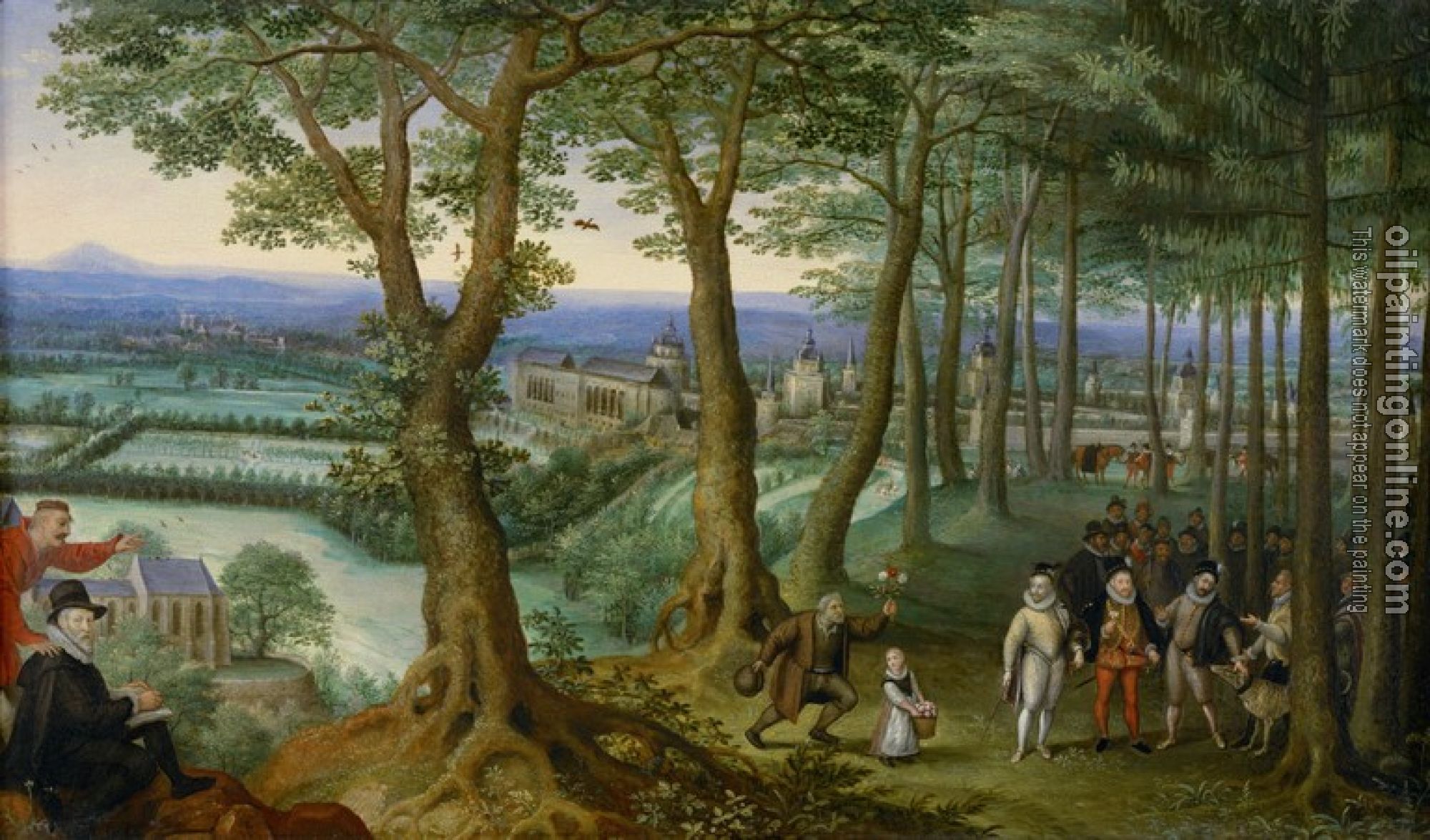 Valckenborch, Lucas van - The emperor walking in the woods near Neugebaude Palace